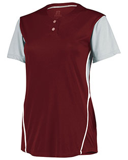 Augusta 7R6X2X Women Ladies Performance Two-Button Color Block Jersey at GotApparel