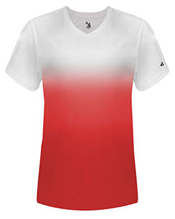 Badger 4207 Women's V-Neck Ombre T-Shirt at GotApparel