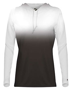 Badger 4208 Women's Ombre Long Sleeve Hooded T-Shirt at GotApparel