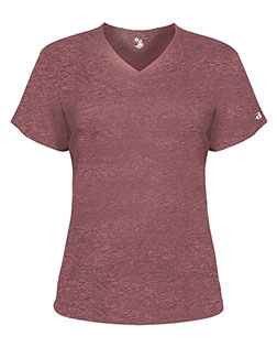 Badger 4962 Women’s Triblend Performance V-Neck Short Sleeve T-Shirt at GotApparel