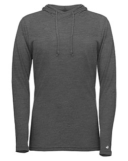 Badger 4965 Women's Tri-Blend Surplice Long Sleeve Hooded T-Shirt at GotApparel