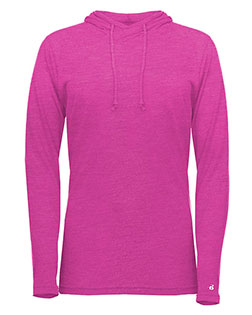 Badger 4965 Women 's Tri-Blend Surplice Long Sleeve Hooded T-Shirt at GotApparel