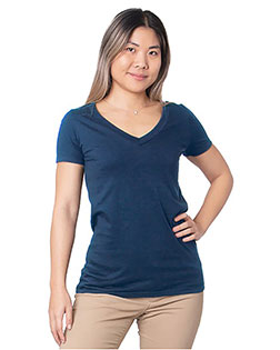 Bayside 5875  Ladies' Fine Jersey V-Neck T-Shirt at GotApparel