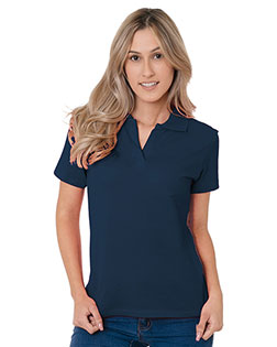 Bayside BA1050 Women 6.2 oz 100% Cotton V-Neck Polo at GotApparel