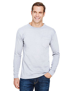 Bayside BA3055 Unisex 6.1 oz Union-Made Long-Sleeve Pocket Crew T-Shirt at GotApparel