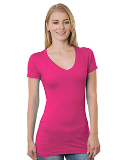 Bayside BA3407 Women 4.2 oz Fine Jersey V-Neck T-Shirt at GotApparel