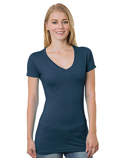 Bayside BA3407 Women 4.2 oz Fine Jersey V-Neck T-Shirt at GotApparel