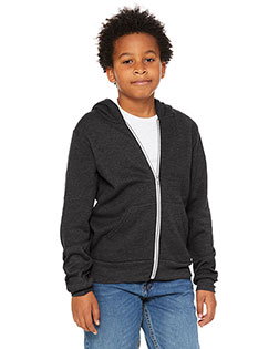 Bella + Canvas 3739Y Youth Sponge Fleece Full-Zip Hooded Sweatshirt at GotApparel