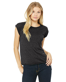 Bella + Canvas 8804 Women Flowy Muscle T-Shirt with Rolled Cuff at GotApparel