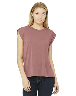 Bella + Canvas 8804 Women Flowy Muscle T-Shirt with Rolled Cuff at GotApparel