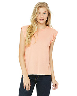 Bella + Canvas 8804 Women Flowy Muscle T-Shirt with Rolled Cuff at GotApparel