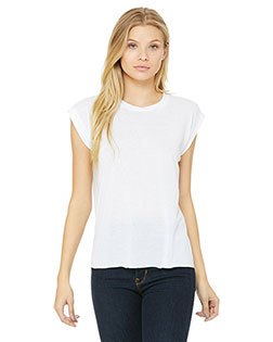 Bella + Canvas 8804 Women Flowy Muscle T-Shirt with Rolled Cuff at GotApparel