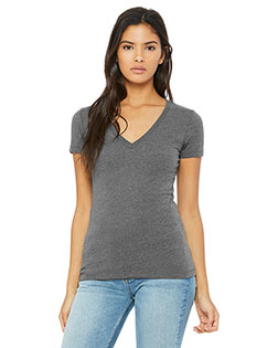 Bella + Canvas B6035 Women Jersey Short-Sleeve Deep V-Neck T-Shirt at GotApparel