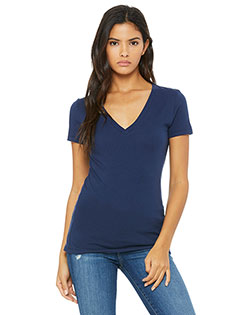 Bella + Canvas B6035 Women Jersey Short-Sleeve Deep V-Neck T-Shirt at GotApparel