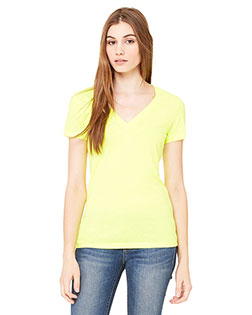 Bella + Canvas B6035 Women Jersey Short-Sleeve Deep V-Neck T-Shirt at GotApparel