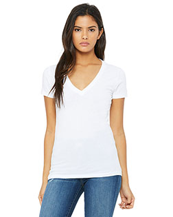 Bella + Canvas B6035 Women Jersey Short-Sleeve Deep V-Neck T-Shirt at GotApparel
