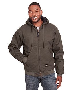 Custom Embroidered Berne HJ375 Men Highland Washed Cotton Duck Hooded Jacket at GotApparel