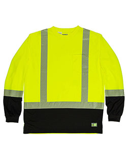 Berne HVK018  Men's Hi-Vis Class 3 Color Blocked Long-Sleeve T-Shirt at GotApparel