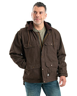 Berne JC613  Men's Heartland Washed Duck Zip-Off Hooded Coat at GotApparel