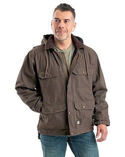 Berne JC613 Men's Heartland Washed Duck Zip-Off Hooded Coat at GotApparel