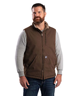 Berne V818 Men's Heartland Sherpa-Lined Washed Duck Vest at GotApparel