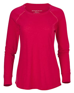 BOXERCRAFT BW3166 Women 's Solid Preppy Patch Long Sleeve T-Shirt at GotApparel