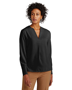 Brooks Brothers Women's Open-Neck Satin Blouse BB18009 at GotApparel