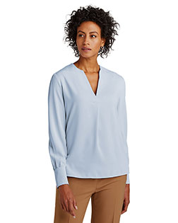 Brooks Brothers Women's Open-Neck Satin Blouse BB18009 at GotApparel