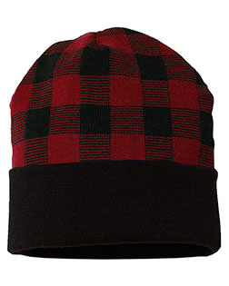 CAP AMERICA RKP12 USA-Made Plaid Beanie at GotApparel