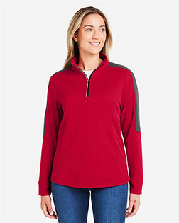 CORE365 CE404W Women's Market Snag Protect Mesh Colorblock Quarter-Zip Pullover at GotApparel