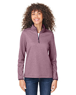 CORE365 CE73W  Ladies' Venture Heathered Stripe Quarter-Zip at GotApparel