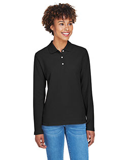 Devon & Jones Classic D110W Women Pima Pique Long-Sleeve Polo at GotApparel