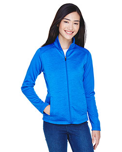 Devon & Jones Classic DG796W Women Newbury Colorblock Melange Fleece Full-Zip at GotApparel