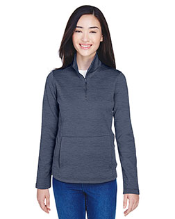 Devon & Jones Classic DG798W Women Newbury Melange Fleece Quarter-Zip at GotApparel