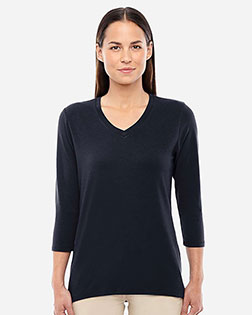 Devon & Jones Classic DP184W Women Perfect Fit Bracelet Length V-Neck Top at GotApparel