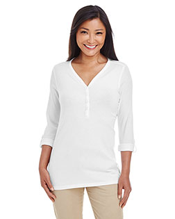 Devon & Jones Classic DP186W Women Perfect Fit  Y-Placket Convertible Sleeve Knit Top at GotApparel