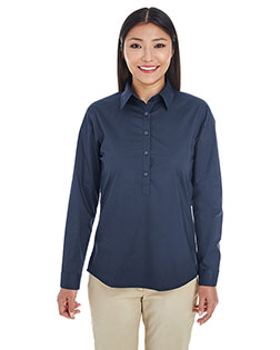 Devon & Jones Classic DP610W Women Perfect Fit Half-Placket Tunic Top at GotApparel