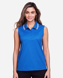 Devon & Jones DG20SW Women Ladies' Crownlux Performance™ Plaited Tipped Sleeveless Polo at GotApparel