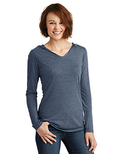 District DM139L Women Perfect Tri Long-Sleeve Hoodie at GotApparel