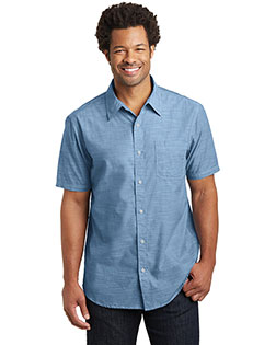 District Made DM3810 Men Short-Sleeve Washed Woven Shirt at GotApparel