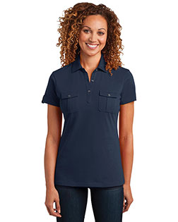 District Made DM433 Women Double Pocket Polo at GotApparel