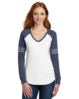 District Made DM477 Women Game Long Sleeve V-Neck Tee   at GotApparel