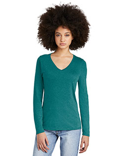 District Women's Perfect Tri Long Sleeve V-Neck Tee DT135 at GotApparel