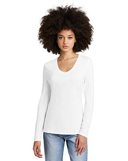 District Women's Perfect Tri Long Sleeve V-Neck Tee DT135 at GotApparel
