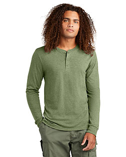 District Perfect Tri Long Sleeve Henley DT145 at GotApparel