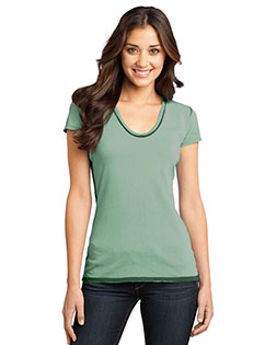 District DT2202 Women Faded Rounded Deep V-Neck Tee at GotApparel