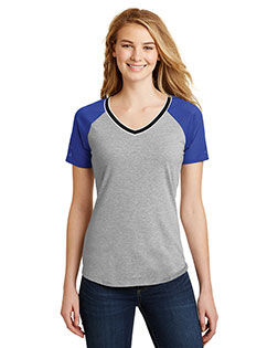 District DT276 Women Mesh Sleeve V-Neck Tee at GotApparel