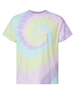 Dyenomite 200MS Girls Multi-Color Spiral Short Sleeve T-Shirt at GotApparel