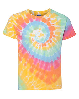 Dyenomite 20BMS Girls Multi-Color Spiral T-Shirt at GotApparel