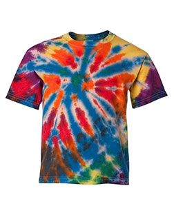 Dyenomite 20BTD Boys Youth Rainbow Cut-Spiral Tie-Dyed T-Shirt at GotApparel